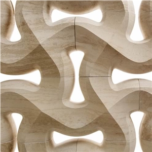 Natural Stone 3d Wall Carving Panel, Beige Marble Wall