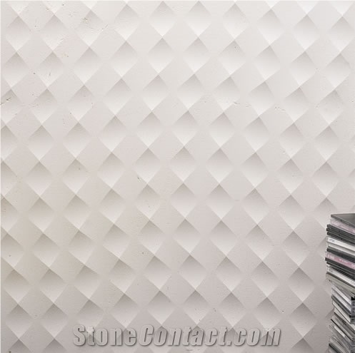 Nature Limestone 3D Wall Panel, White Marble 3d Wall Panel