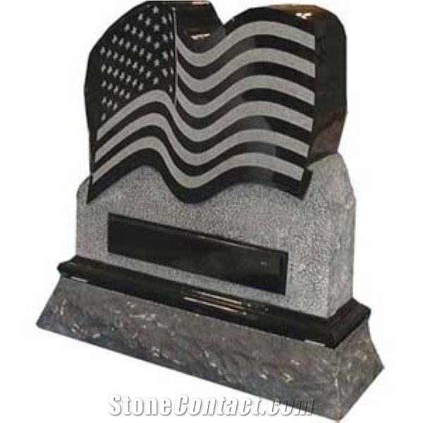 American Style Tombstone, Hebei Black Granite Tombstone