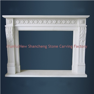 Indoor Electric Fireplace Without Remote Control, White Marble Fireplace