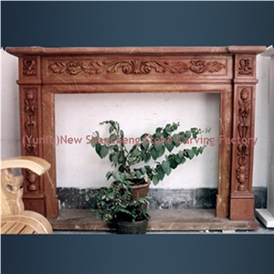 Indoor Electric Fireplace Without Remote Control, Red Marble Fireplace