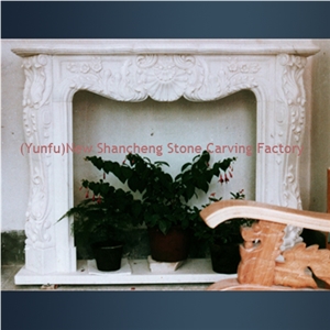Indoor Electric Fireplace Without Remote Control, White Marble Fireplace