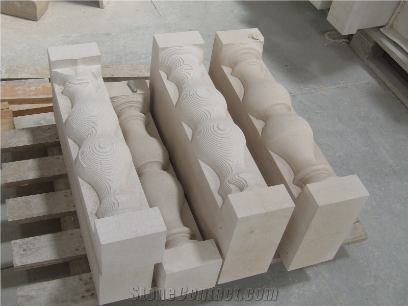 Balustres and Balustrade Detail, Moleanos Beige Limestone