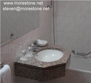 Custom Layout Hotel Vanity Tops, Pink Granite Vanity Tops