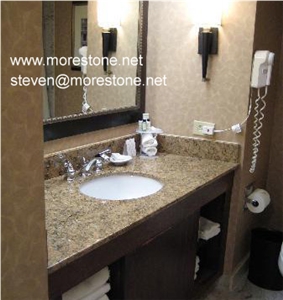 Straight Granite Hotel Vanitytops, Yellow Granite Bath Tops