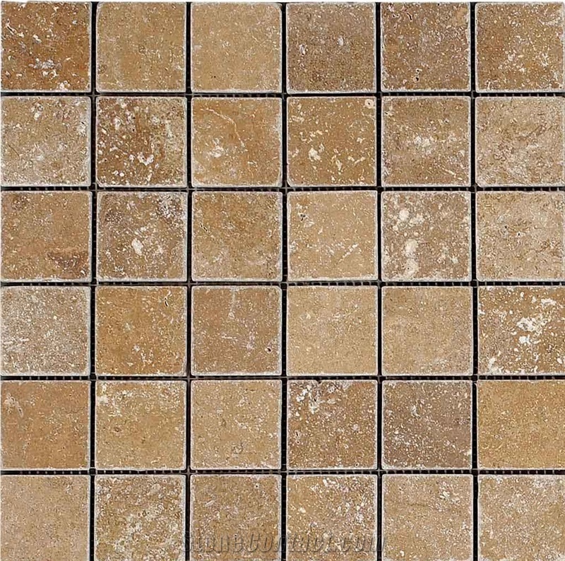 Noce Travertine Mosaics, Brown Travertine