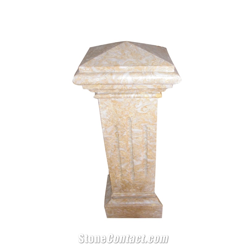 Marbel Pillar and Stair Desigin Decrorate, Silver Shell Yellow Marble Stairs