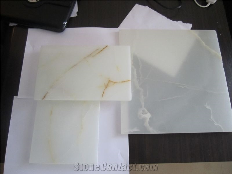 Pure White Translucent Onyx Glass Tile