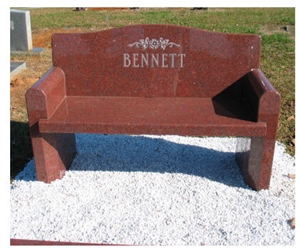 Stone Monumental Bench in Cemeteries, Cape Red Granite Bench