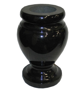 Turned Black Vase, Jet Mist Black Granite
