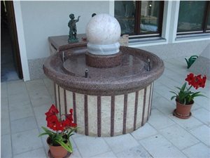 Granite Fountain, Rosa Porrino Red Granite