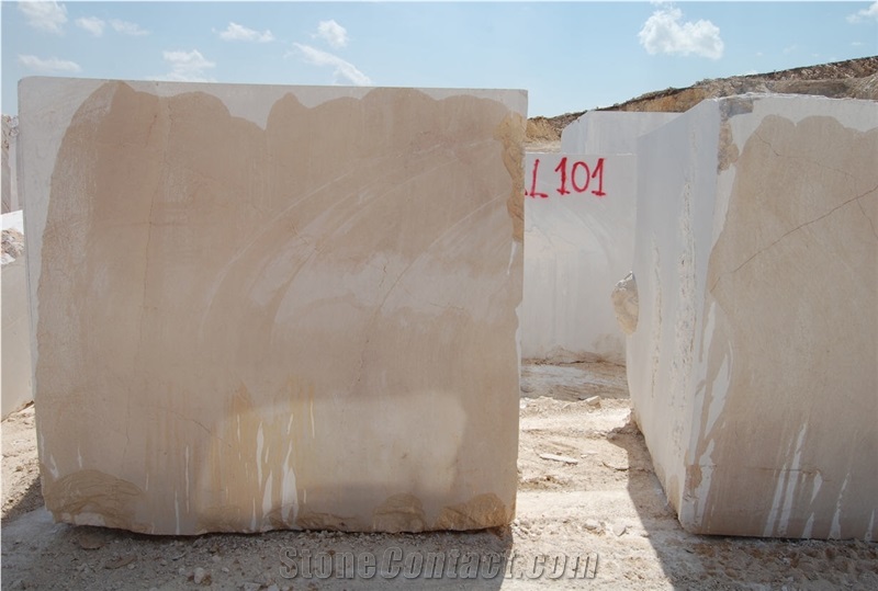 Kazan Light Beige Marble Block, Turkey Beige Marble