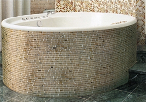 Stone Mosaic Bathtub Surround, Beige Travertine Mosaic