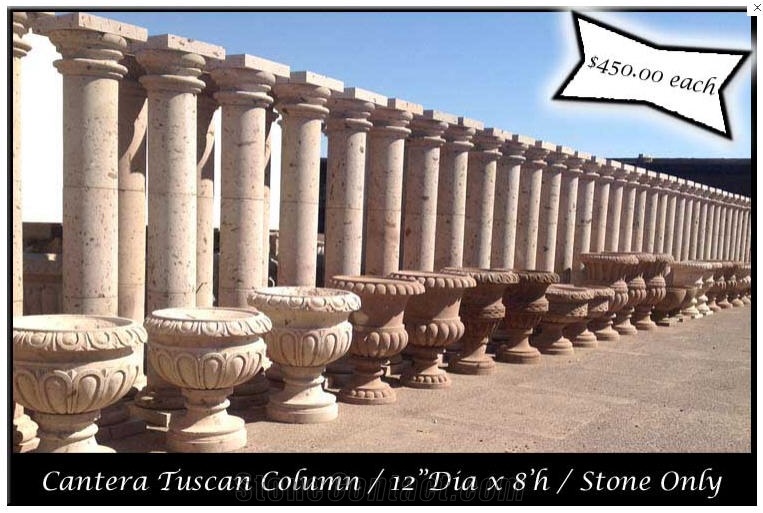 Cantera Tuscan Column, Blanco Huichapan Cantera Column