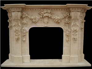 Egypt Creme Beige Limestone Fireplace Mantel