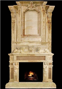 Travtine Yellow Travertine Fireplace Mantel