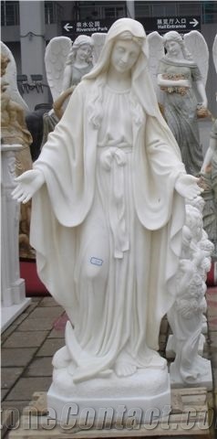 Maria Sculpture, White Marble Sculpture