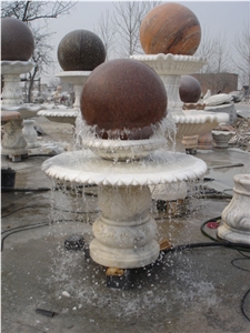 White Marble Rolling Sphere Fountains
