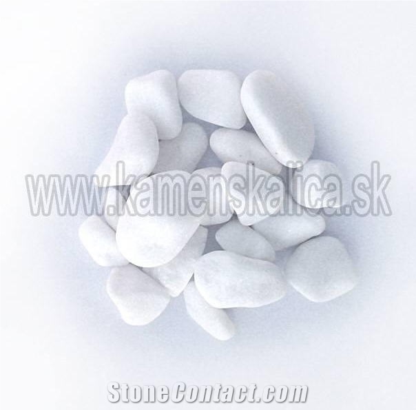 Thassos Marble Polished Pebbles, White Marble Polished Pebbles