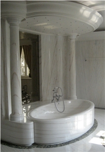 Calacatta Marble Bath Tub, Deck, Surround, Calacatta Manhattan White Marble