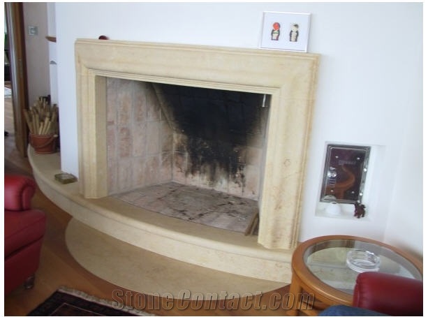 Fireplace with Bianco Avorio Limestone, Beige Limestone
