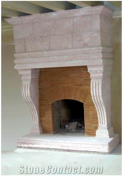 Pietra Di Castelgavone Fireplace, Pink Limestone