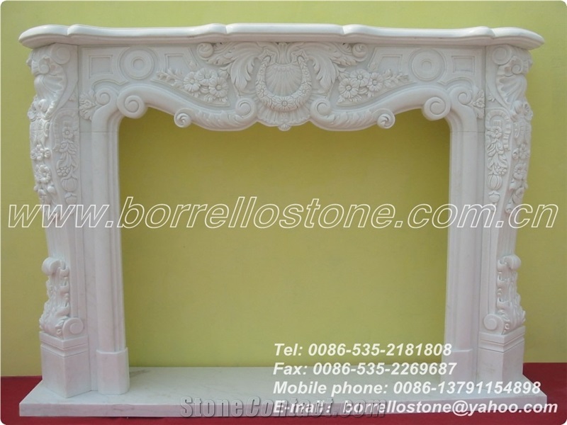 Interior White Marble Fireplace