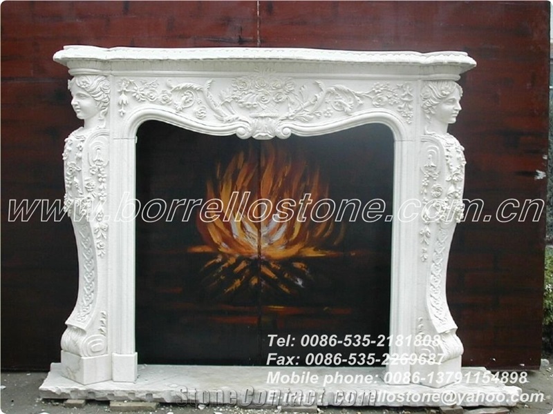 White Marble Fireplace for Home Decoration