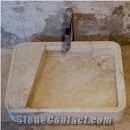 Loaded Stone Sink with Pietra Di Rapolano, Travertino Di Rapolano Beige Travertine