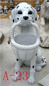Dog Sculpture, White Granite Sculpture