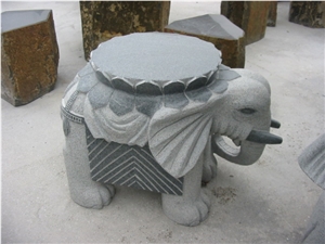 Elephant Sculpture, Grey Granite Sculpture
