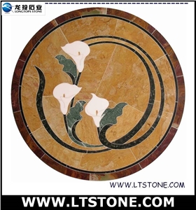 Stone Water Jet Medallion Callalilly, Mixed Marble Medallion