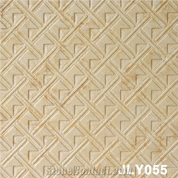 3D CNC Beige Stone Feature Wall Panel, Beige Marble Home Decor