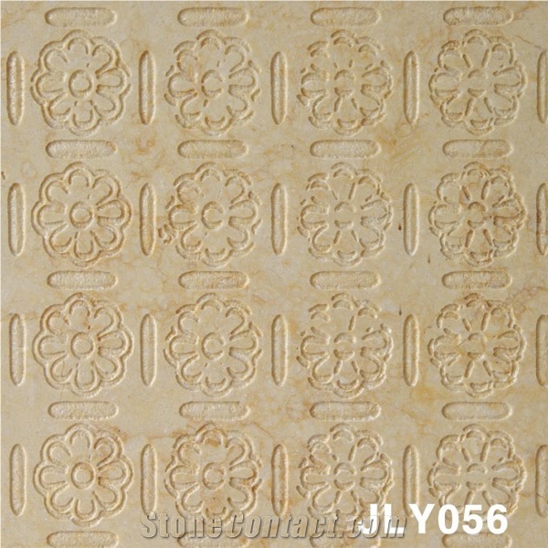 3D Abstract Marble Carving Wall Panel, Beige Marble Home Decor