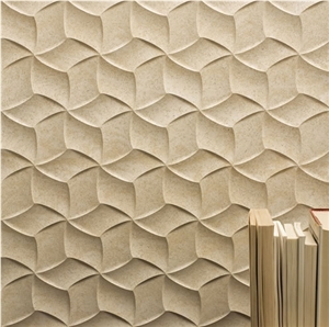 Decorative 3D CNC Natural White Limestone Panel Fo