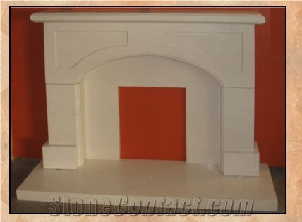 Biancone Apricena Limestone Fireplace Mantel, Beige Limestone