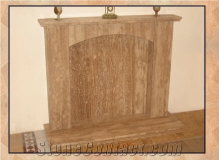Noce Travertine Fireplaces and Stoves, Brown Travertine Fireplaces
