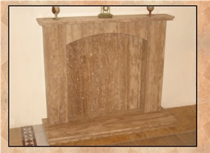 Noce Travertine Fireplaces and Stoves, Brown Travertine Fireplaces
