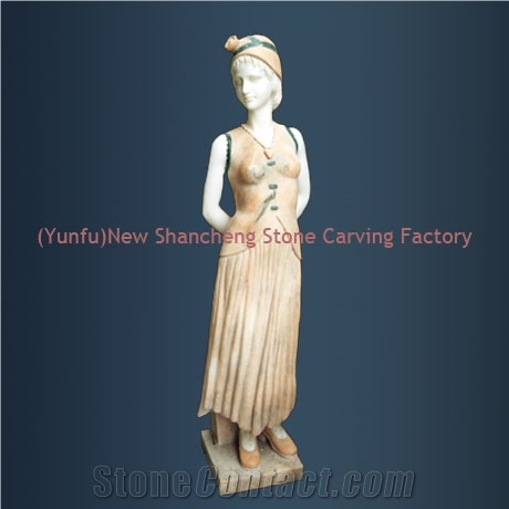 Multi-color Natural Marble Lady Sculpture
