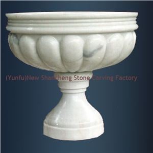 Stone(Marble)Flower Pot, Hunan White Marble Flower Pot