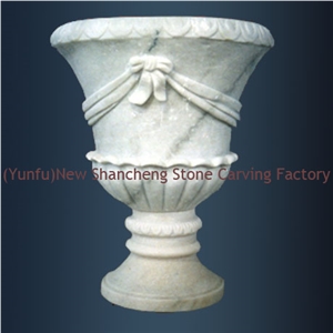 Stone(Marble)Flower Pot, Hunan White Marble Flower Pot