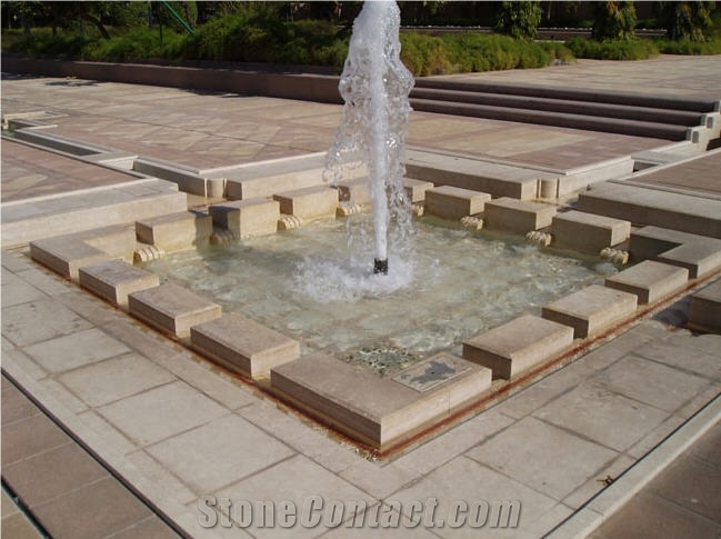 Desert Rose Marble Outdoor Fountain, Pavers