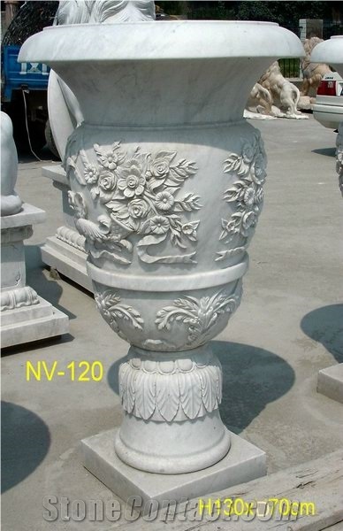 Hunan White Marble Flower Pot