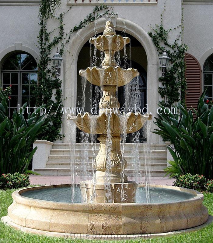 Yellow Stone Garden Fountain, Yellow Travertine Garden Fountain