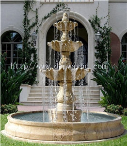 Yellow Stone Garden Fountain, Yellow Travertine Garden Fountain
