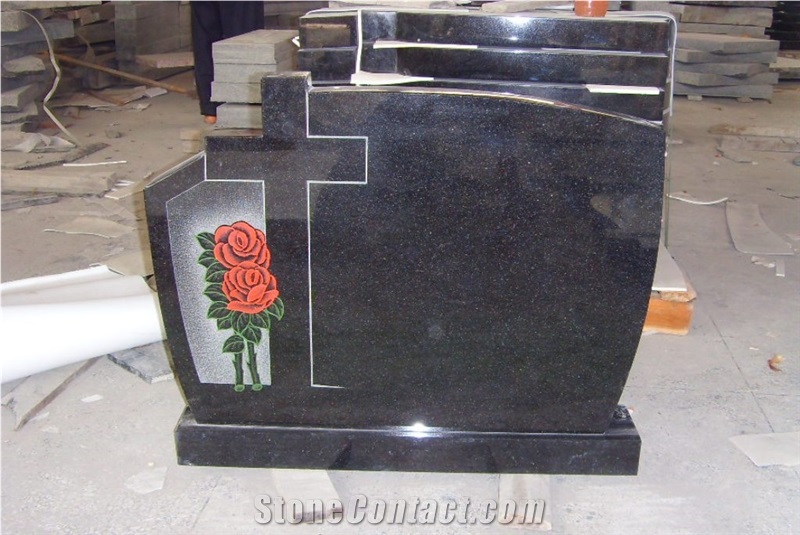 Black Headstone, Mogolia Black Granite Headstone