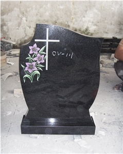 Black Headstone, Mogolia Black Granite Headstone