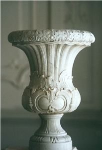Beijing White Marble Carved Flower Pot / Flower Stand / Exterior Flower Vase for Garden