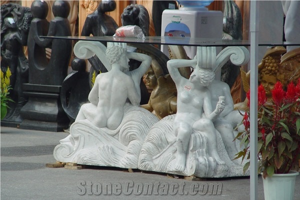 Carved Marble Table Base, White Marble Tables