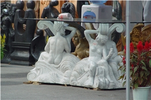 Carved Marble Table Base, White Marble Tables